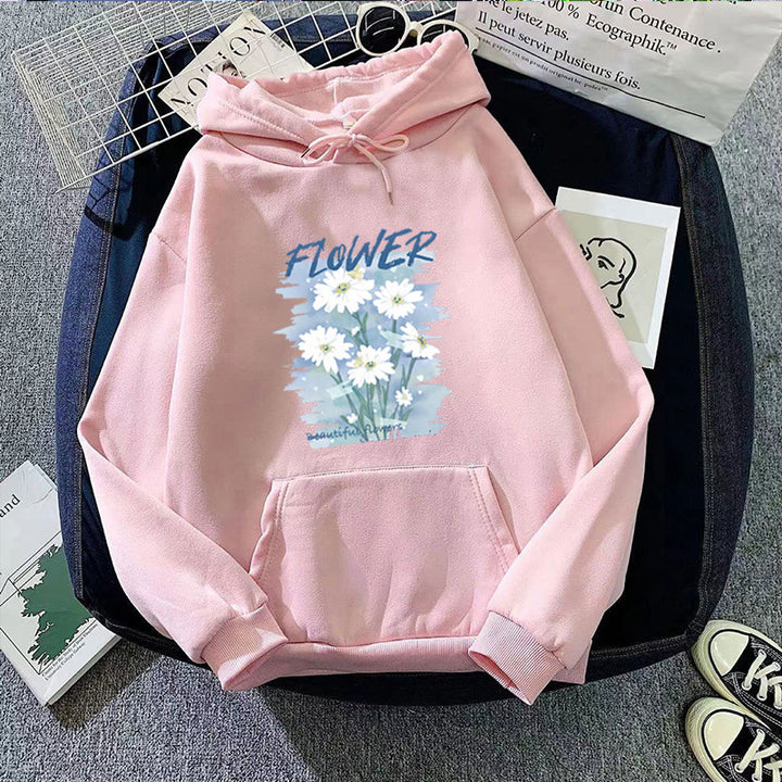 Kvinde hoodie med blomster grafik tryk Skovae