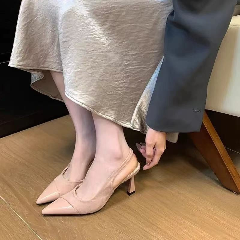 Dame elegante spidse Slingback-pumps med blokhæl Stilla