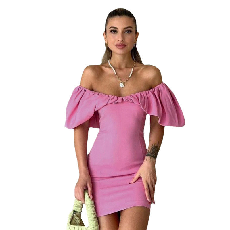 Dame Off-Shoulder Rynkekortkjole Stilla