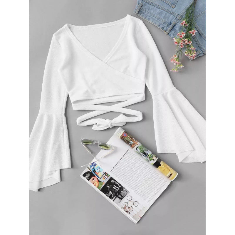 Femme Wrap Crop Top med vidt udskårne ærmer Stilla
