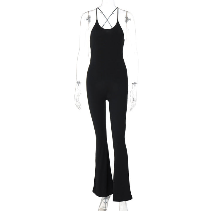 Dame Elegant Flared-jumpsuit med justerbare stropper og flot rygudskæring Stilla