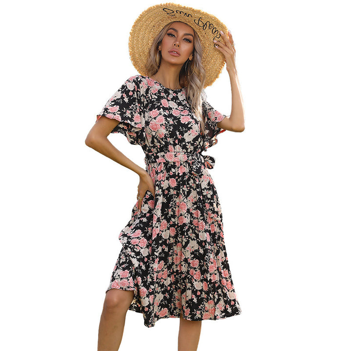 Damer Floral Wickel-Midi-Kjole med klokkeærmer Stilla