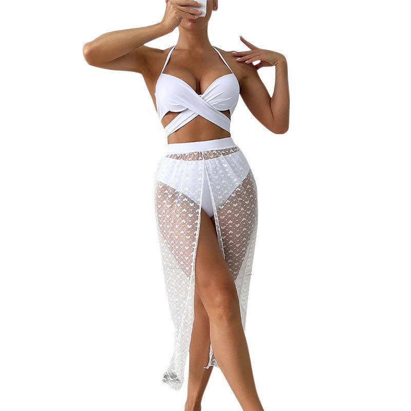 Dame Chic Wrap-Bikini og gennemsigtig Cover-Up Sæt Stilla