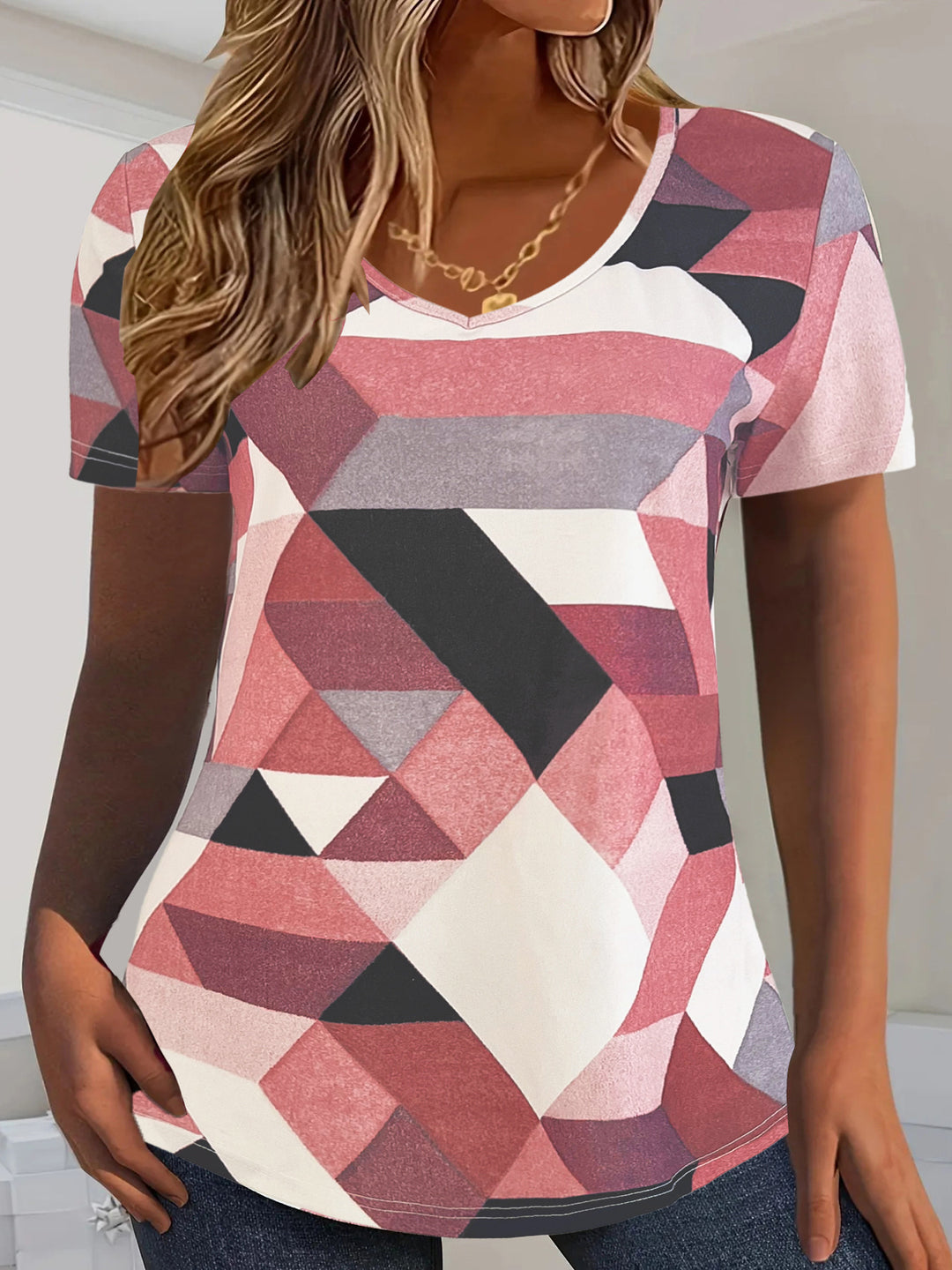 Dame V-hals T-shirt Stilla