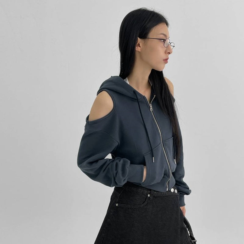 Dame mode cropped hoodie med udsnit ærmer Stilla