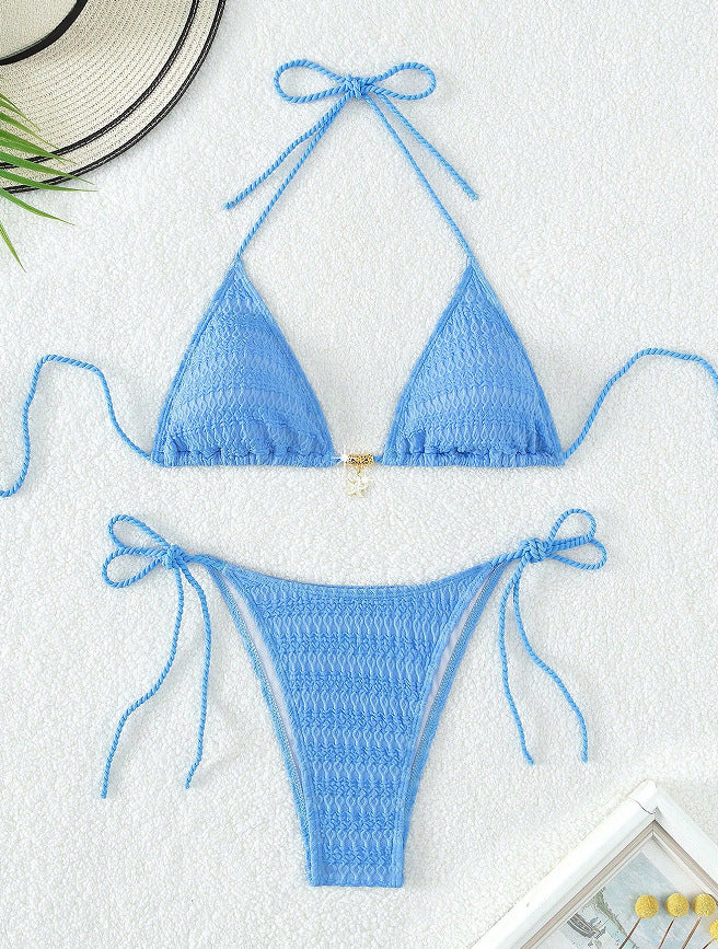 Dame triangel-bikini med legende palmeprint Skovae