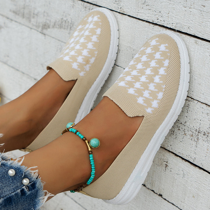 Damer komfortable Slip-On sneakers i moderne houndstooth mønster Stilla