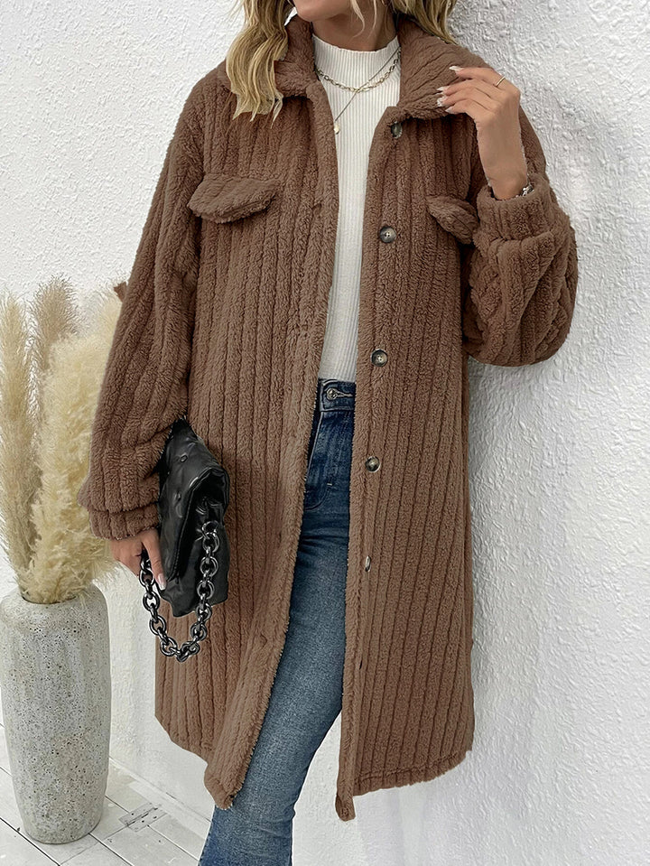 Dame afslappet oversized uldfrakke med struktureret design Stilla