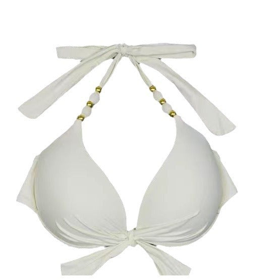 Dame triangel-bikini med detaljeret dekorerede stropper og harmonisk mønster Skovae
