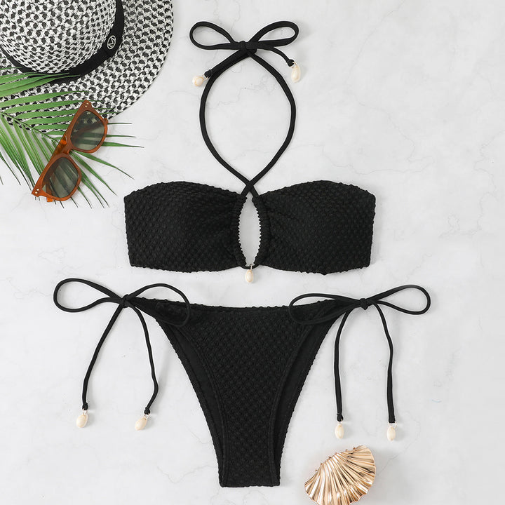 Dame Bikini-sæt med elegant bindebåndsystem og fashionable cut-out Skovae