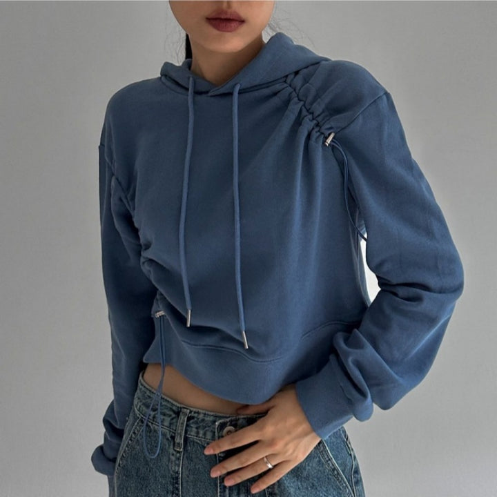 Kvinders cropped hoodie med justerbar snor Stilla
