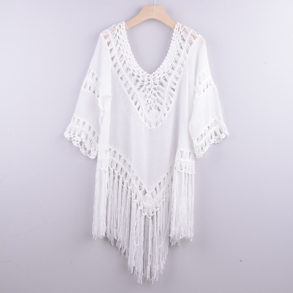 Dame elegant Strandcover-Up med frynset design Stilla