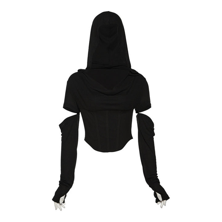 Dame Cropped Hoodie med innovativt ærmedesign Stilla