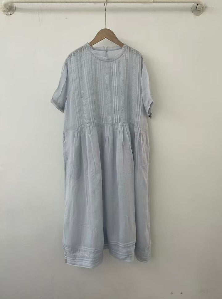 Femme Let Broderi A-linje Kjole Stilla