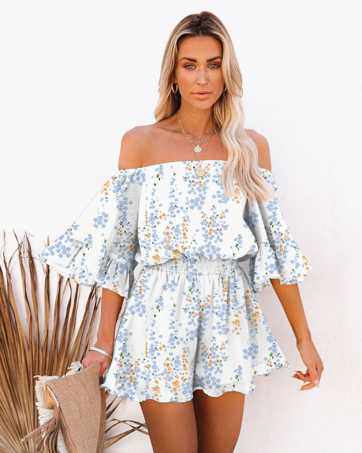 Kvinder Off-Shoulder Kort Overall med Voluminøse ærmer Stilla