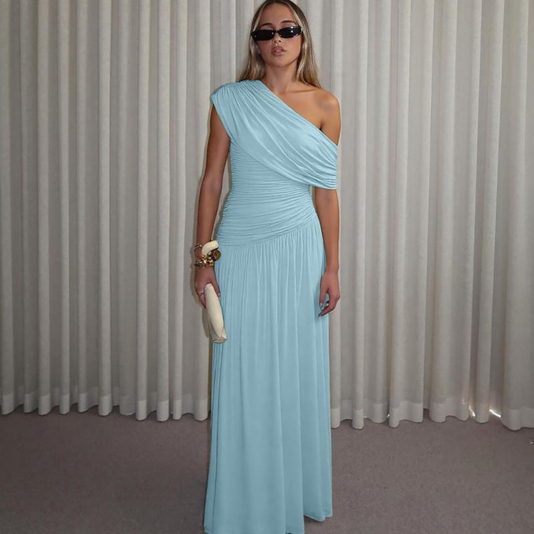 Kvinder Off-Shoulder Maxi Kjole med Drapering Detaljer Skovae
