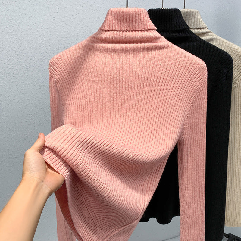 Dame rullekrave sweater i fin ribstrik Stilla