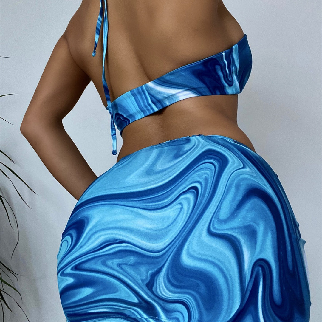 Dame Bandeau-bikini med justerbar nederdel Stilla