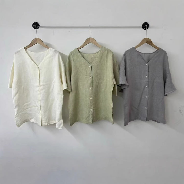 Femme Relaxed Fit Button-Up Linned skjorte Stilla