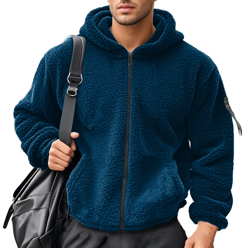 Herrer fleece hoodie med fuld lynlås og praktiske lommer Stilla