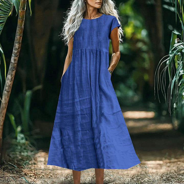 Dame Casual Maxi Kjole med Lomme-Detail Stilla