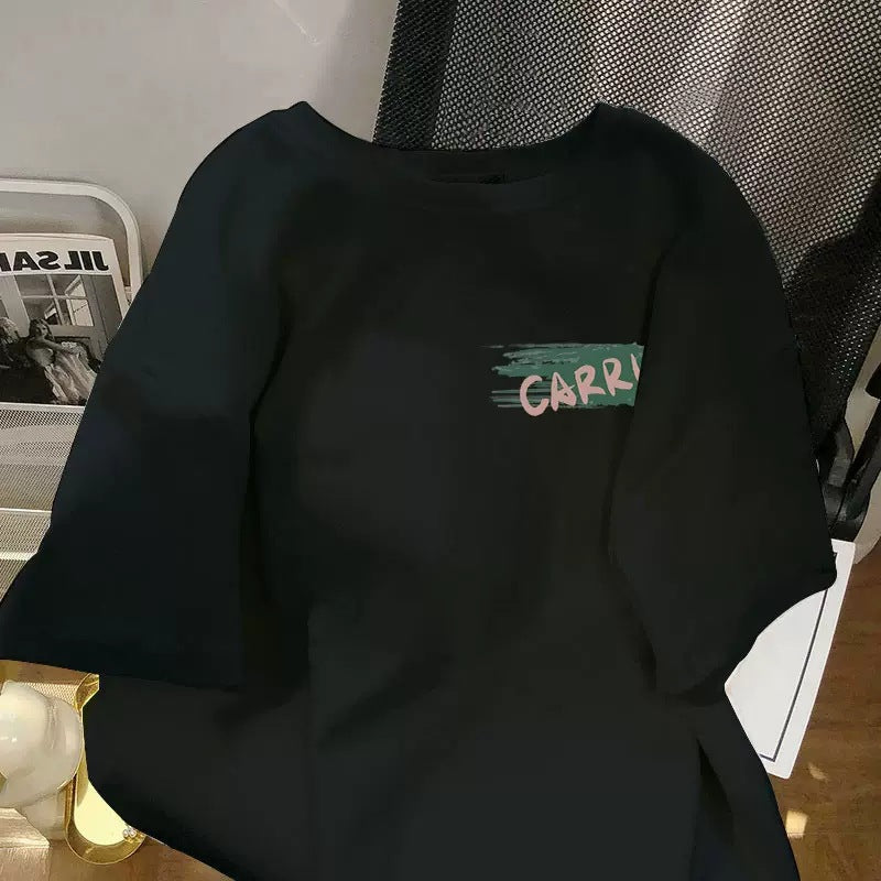 Dame Oversized T-shirt med kunstnerisk tryk og afslappet skæring Stilla