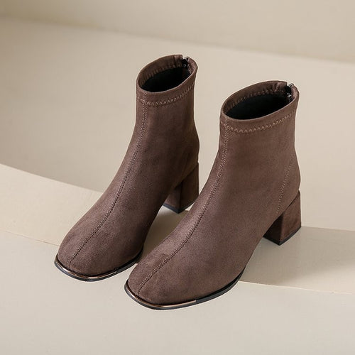 Dame Chunky Heel Spidse Tå Ankel Støvler Stilla
