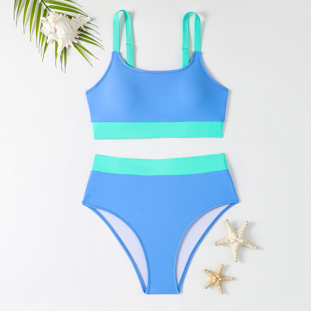 Dame bikini-sæt med højt skåret trusser og trendy bustier-overdel Stilla