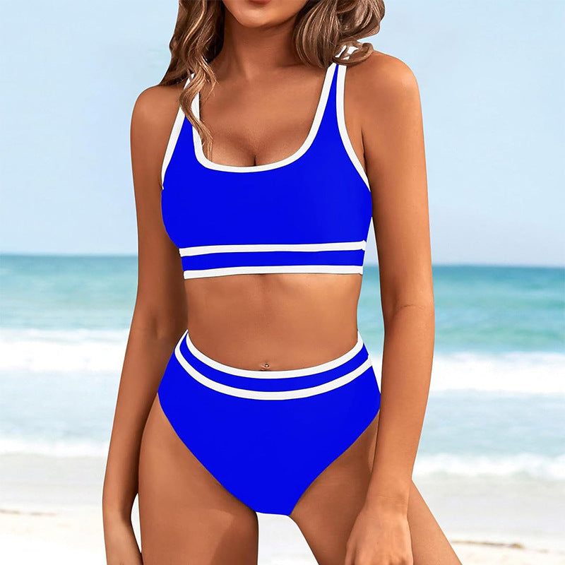 Dame bikini-sæt med høj talje og sporty design Stilla