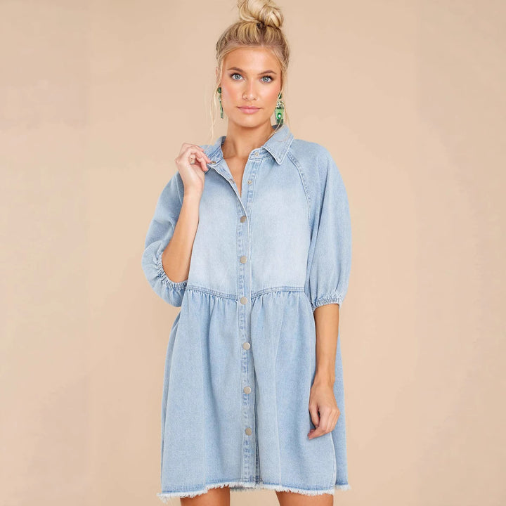 Dame Fritids Denim Skjortekjole Stilla