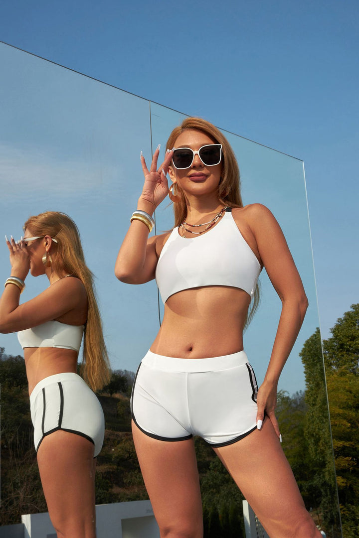 Dame sport-bikini-sæt med højt skåret trusse og moderigtigt top Stilla