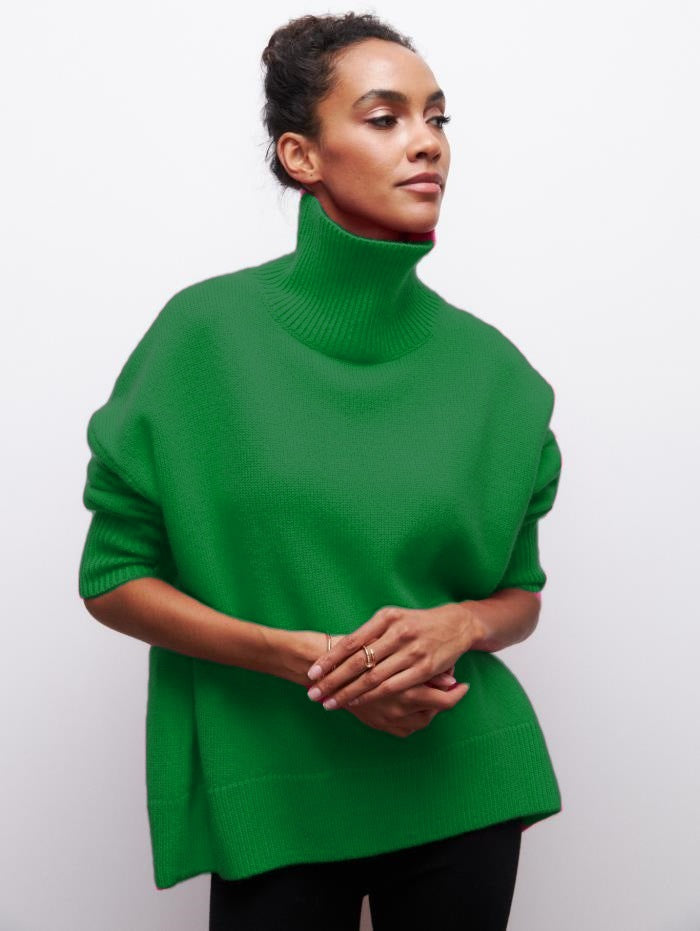 Dame Oversized Halskrave sweater lavet af blødt strik Stilla