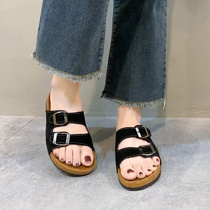 Dame komfortable toe-split sandaler med justerbare remme og ergonomisk fodseng Stilla