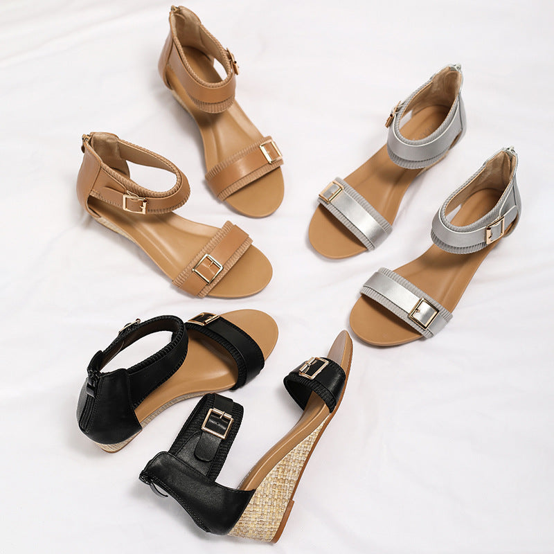 Dame Wedge-sandaler med elastiske remme og moderne spænde design Stilla