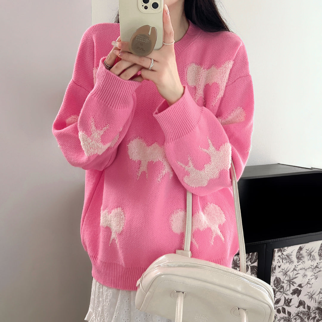 Damer Mønstret Sweater med Stilfuldt Dyremotiv og Casual Snit Stilla