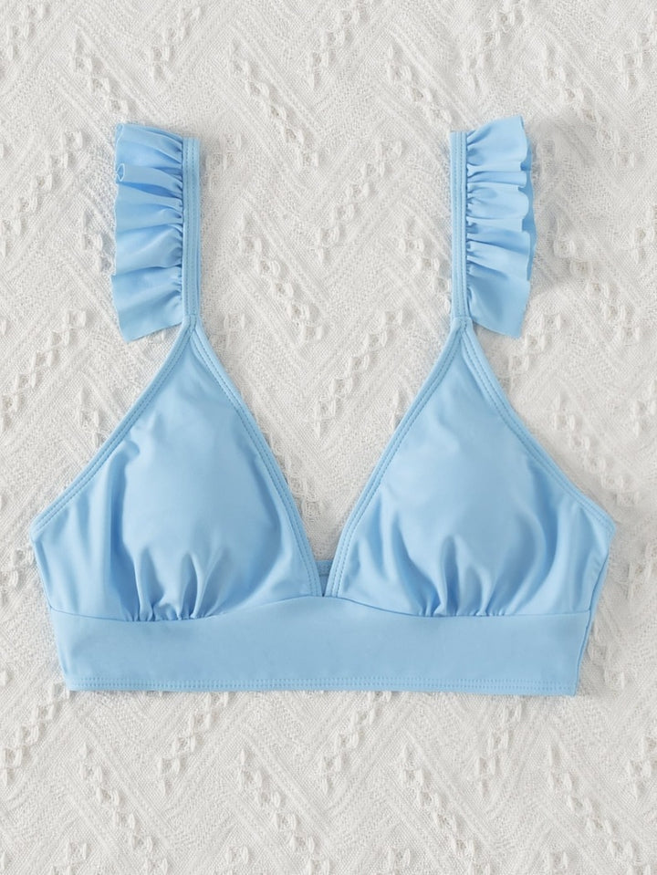 Dame triangel-bikini top med legende flæsendesign Skovae