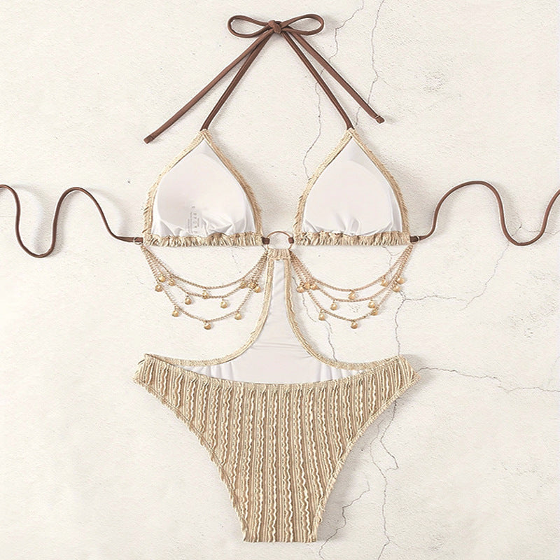 Dame bikini-sæt med elegante flæsedetaljer og moderigtigt cut-out-design Stilla