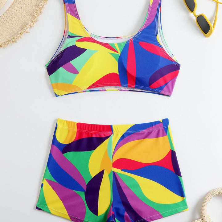 Dame Sporty Bikini-sæt med høj talje og attraktivt mønster Stilla