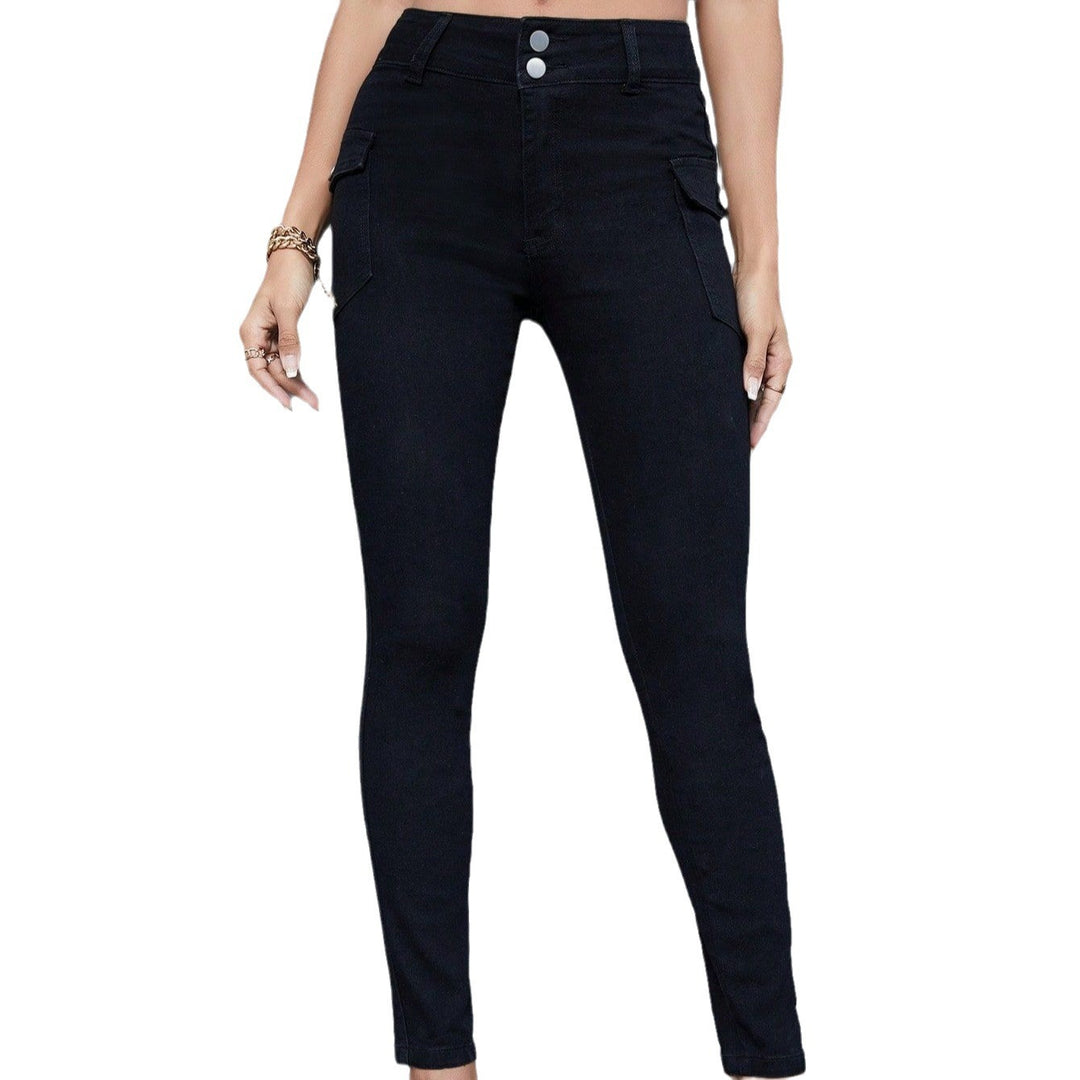 Dame mode høj talje skinny jeans med praktiske cargo-lommer og komfortabel stretch Stilla