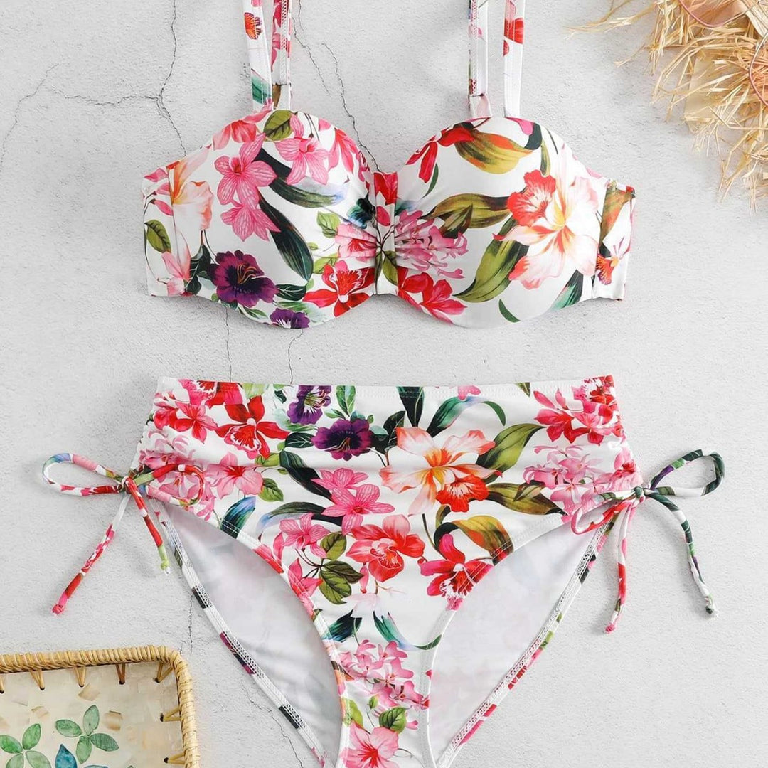 Dame Blomster Balconette-Bikini med Høj Talje Skovae