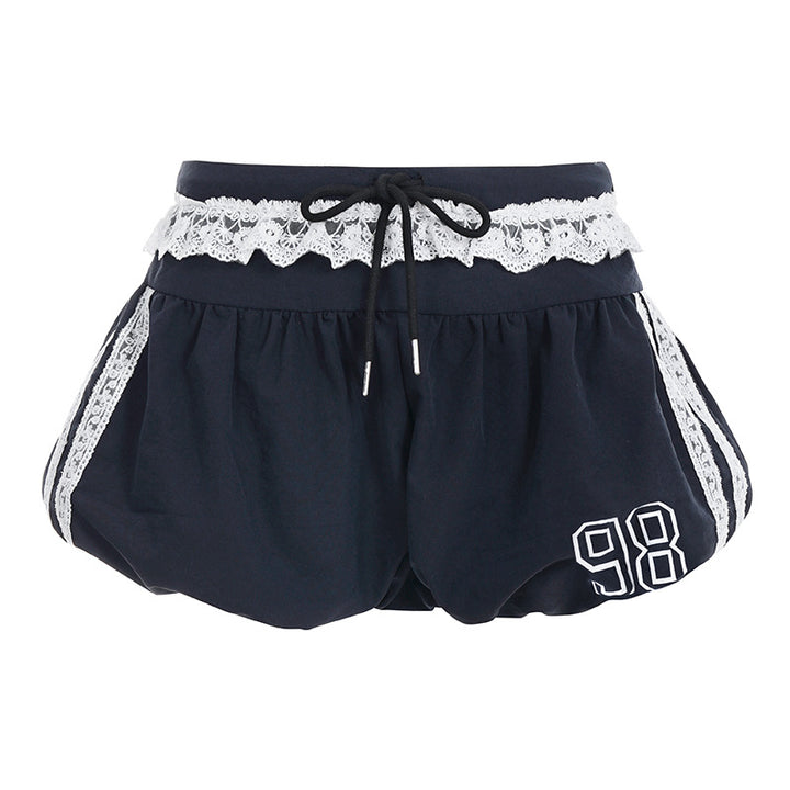 Damer sportlige shorts med spidsdetaljer og elastisk talje Skovae