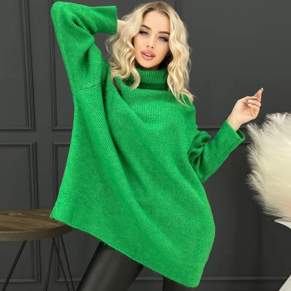 Dame hyggelig oversized sweater med høj krave og konisk skæring Stilla