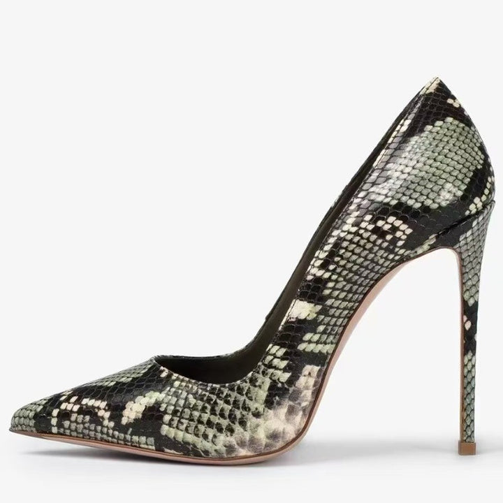 Femme Spidse-Tå Højhælede Python-Print Pumps Stilla