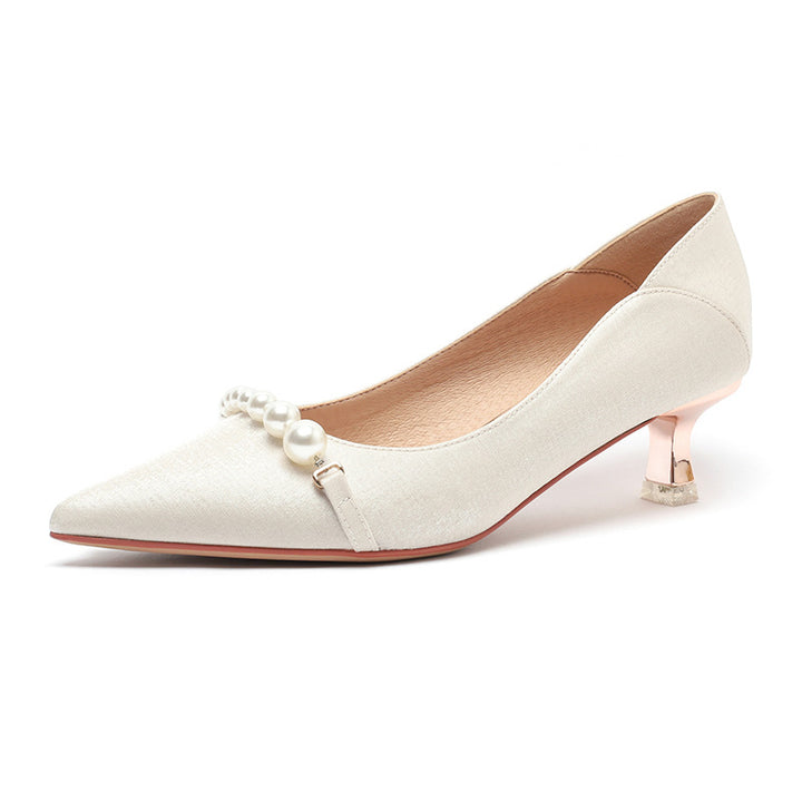 Dame elegante spidse pumps med høje hæle og perle accent Stilla