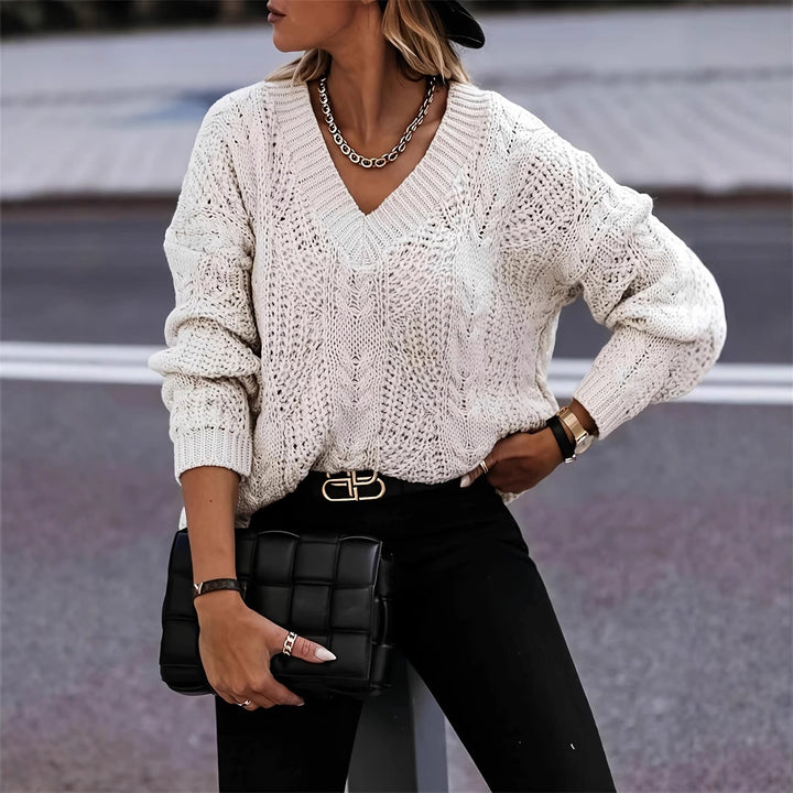 Dame Oversized V-Udsnit Strikpullover Stilla