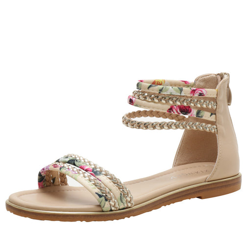 Dame fodsandaler med florale accenter og stilige flettede stropper Stilla