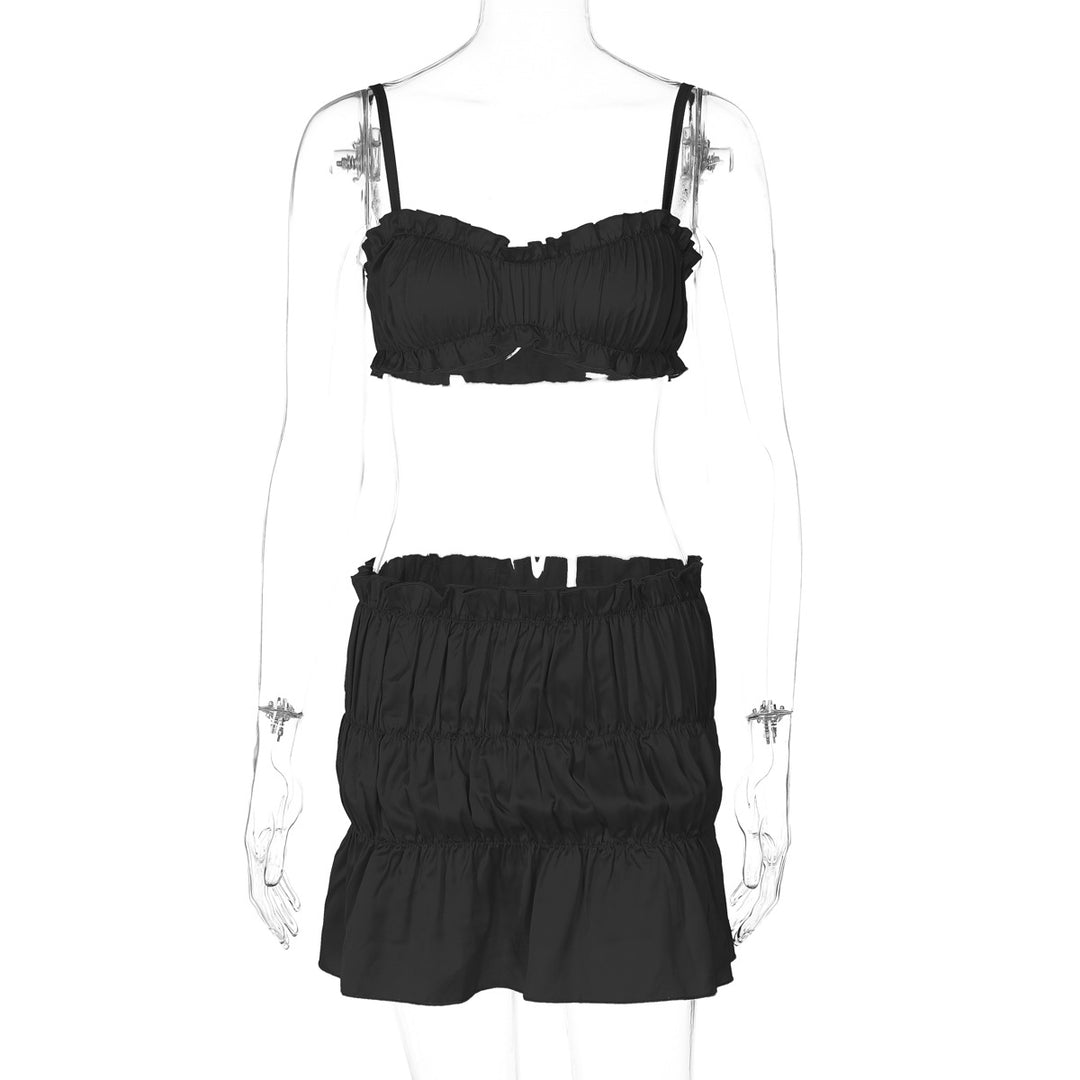 Dame sæt bestående af bustier-top og volumniøst miniskørt Stilla