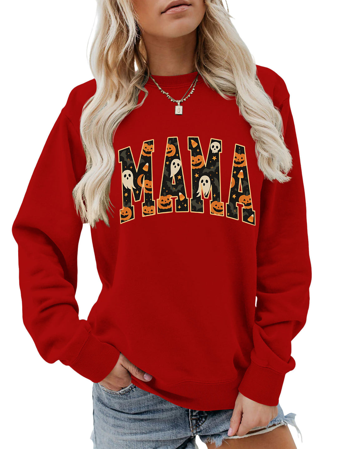 Kvinders sweatshirt med sjov Halloween design og behagelig pasform Stilla