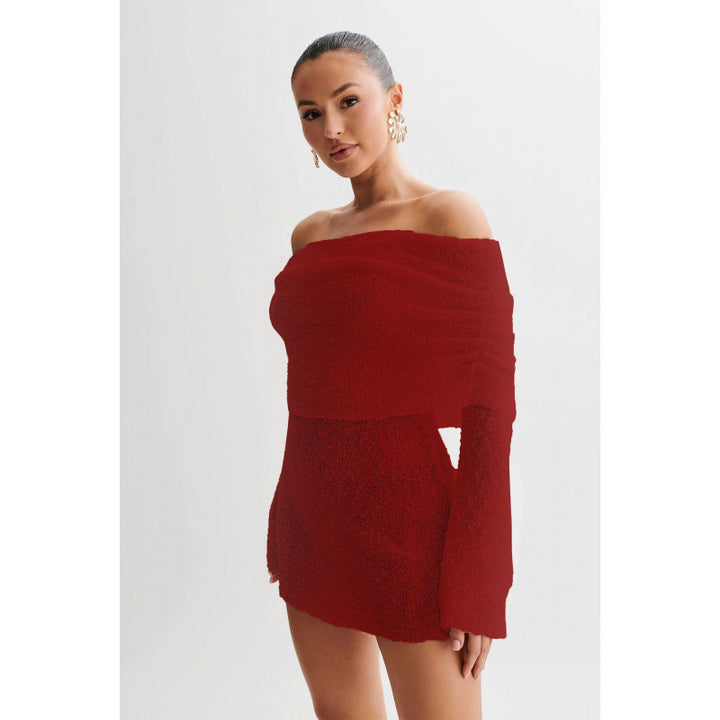 Dame Off-Shoulder Strikkjole med Bred Skæring Stilla