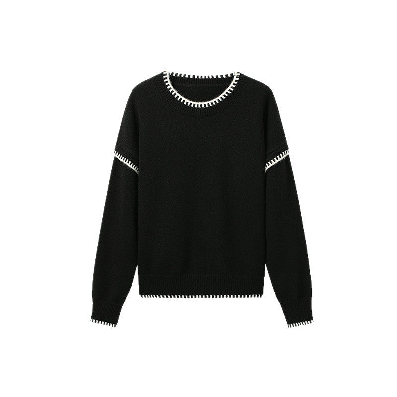 Kvinders hyggelige sweater med tekstureret kant og moderne accenter Stilla
